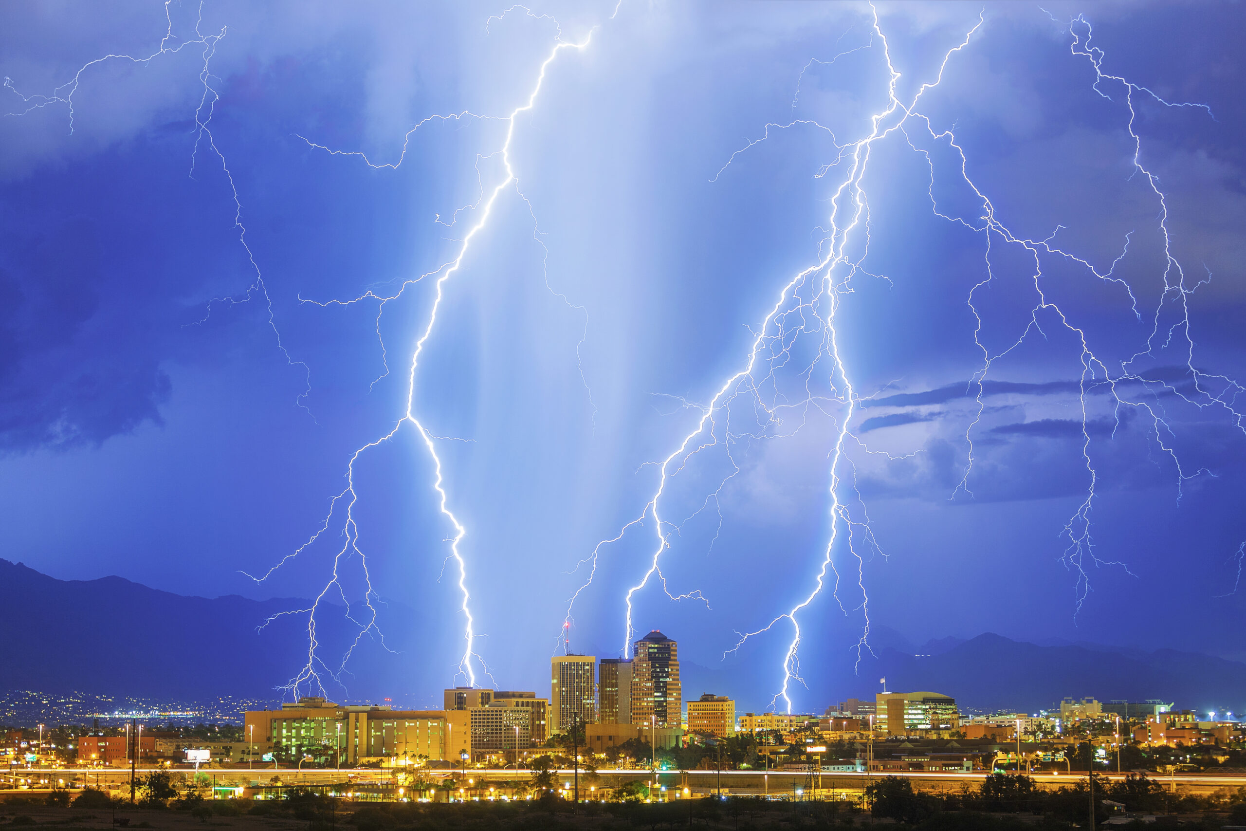 Downtown Tucson Lightning Monsoon - Sean Parker Photography