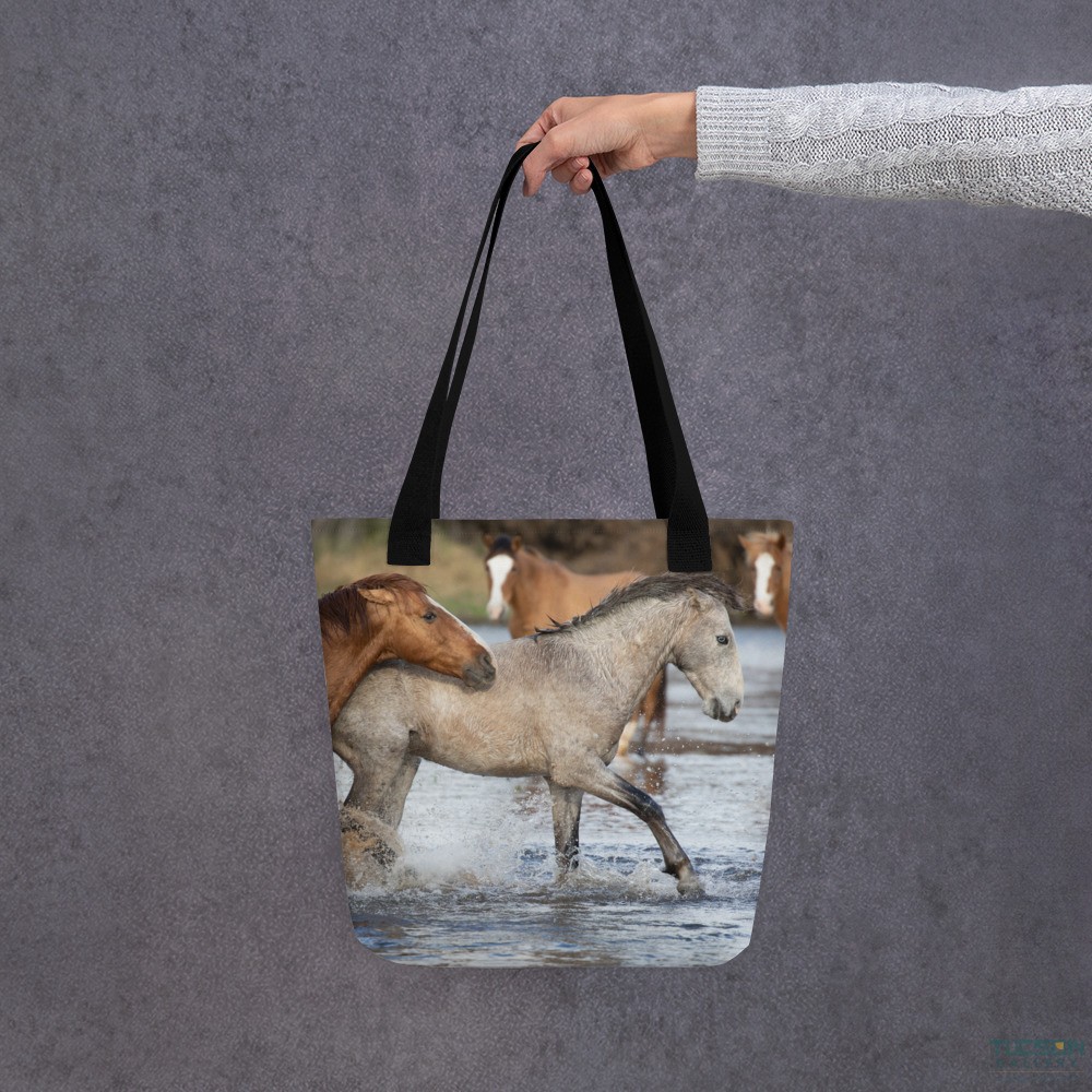 Wild Mustangs by Leslie Leathers Photography | Tote bag