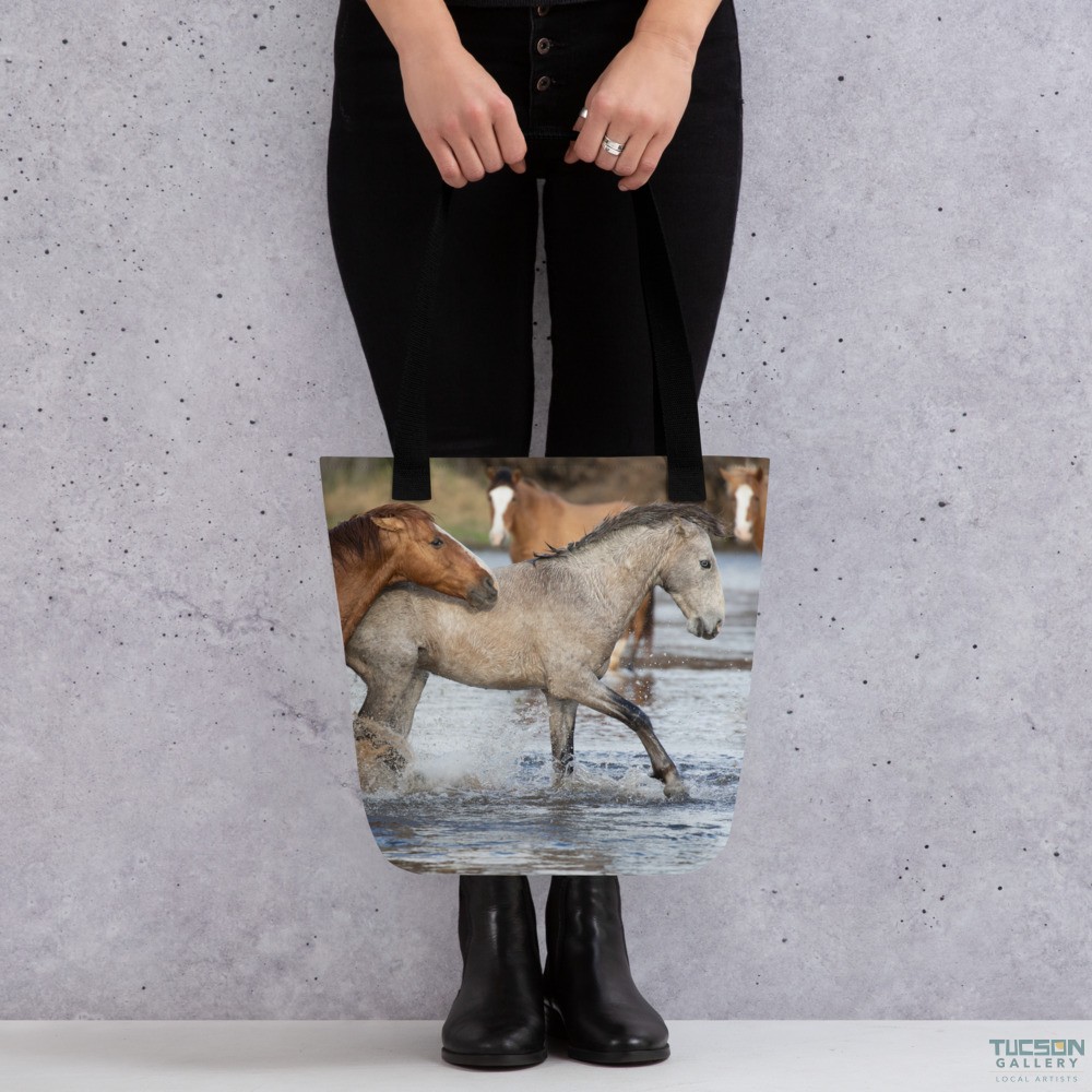 Wild Mustangs by Leslie Leathers Photography | Tote bag