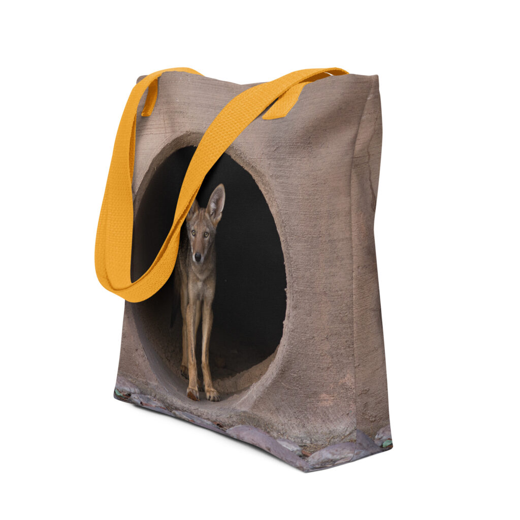 Juvenile Coyote by Leslie Leathers Photography | Tote bag
