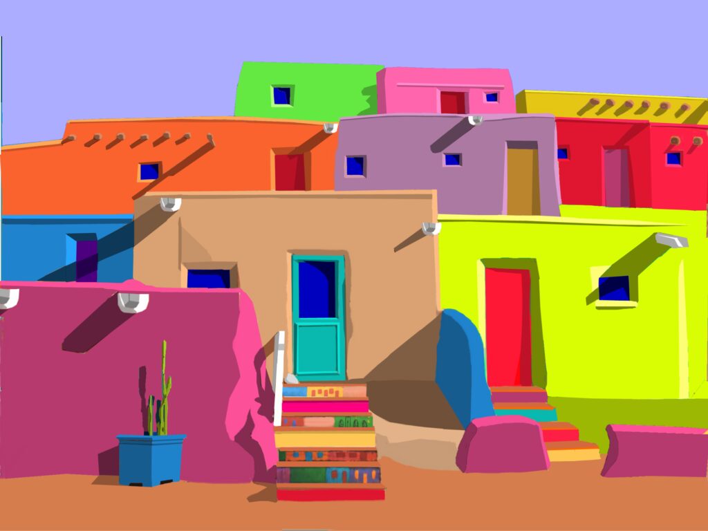 Pueblos Houses by Mike Berren
