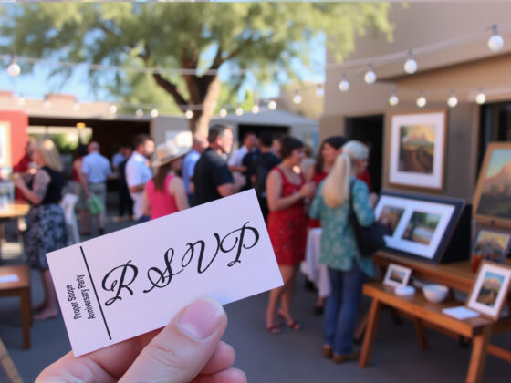 Hand holding a free drink ticket at Tucson Gallery event.