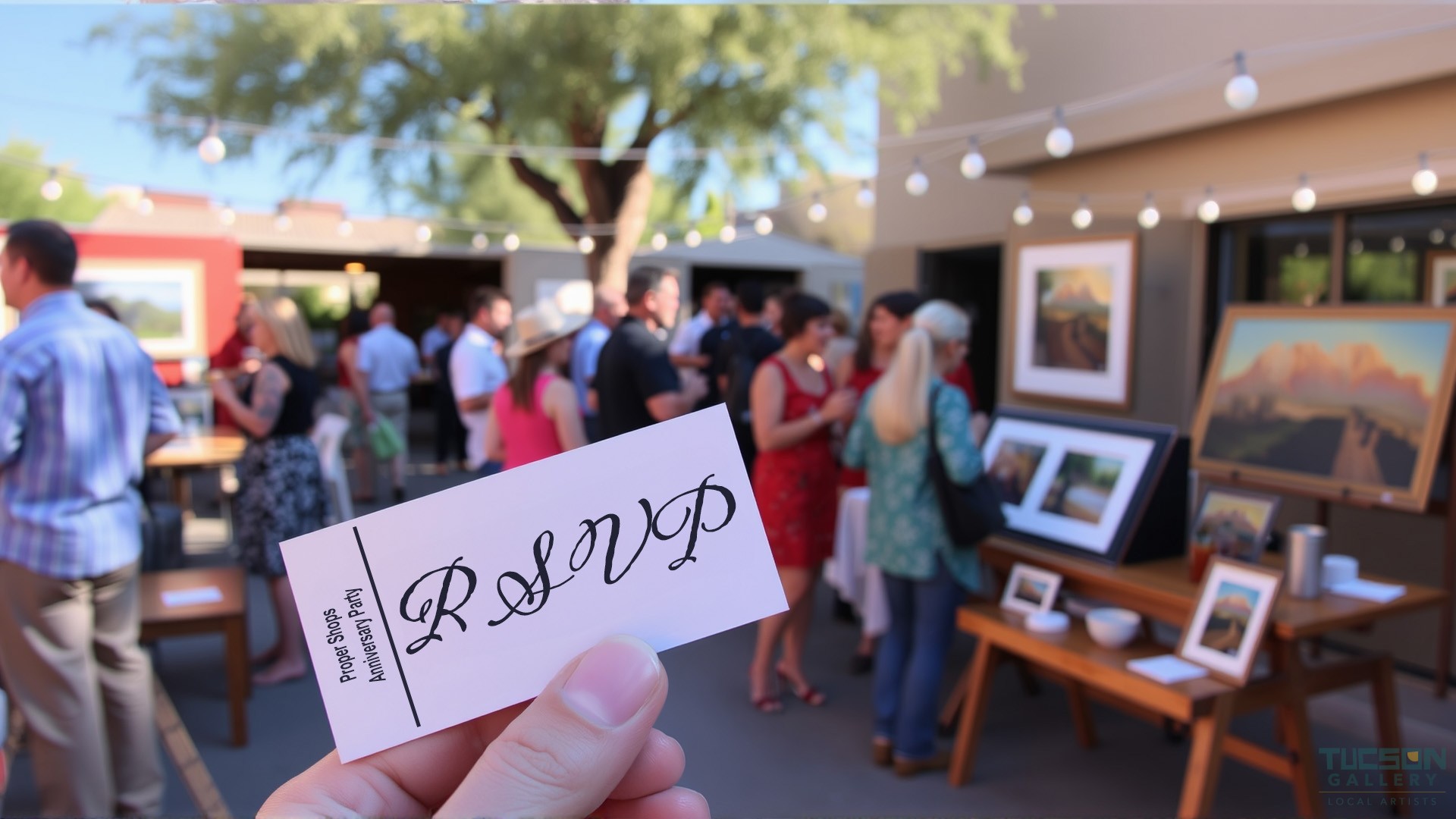 Hand holding a free drink ticket at Tucson Gallery event.