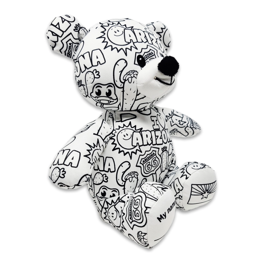 Color Me Teddy Bear with Route 66 design, a unique Tucson gift and creative souvenir.