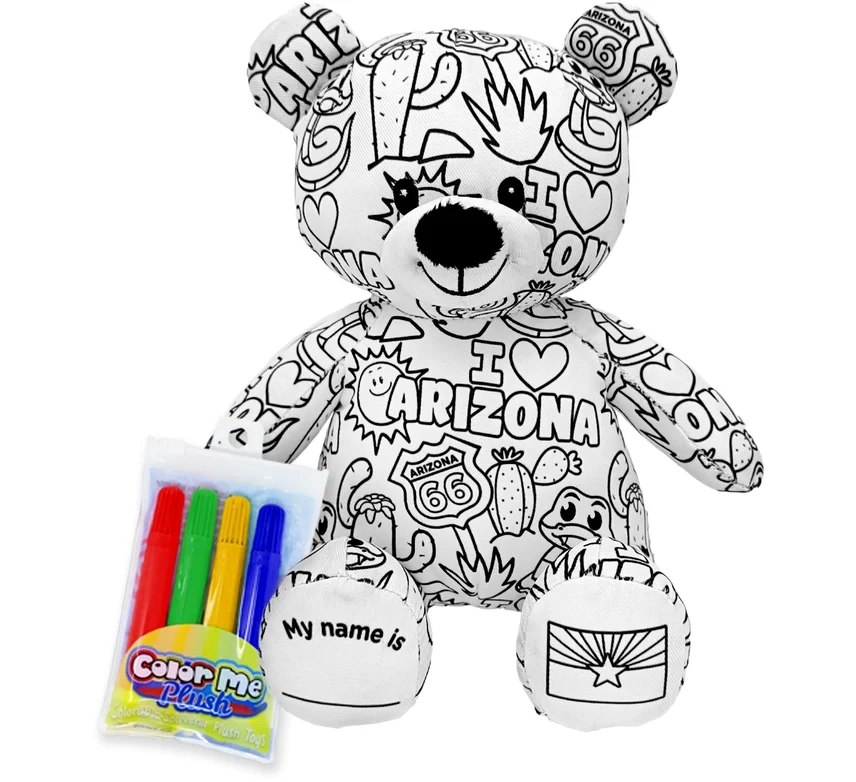 Color Me Teddy Bear with Arizona designs, a creative souvenir and unique gift from Tucson Gallery.