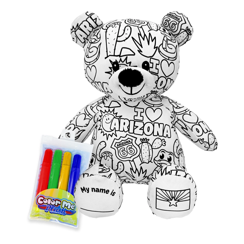 Color Me Teddy Bear with Arizona designs, a creative souvenir and unique gift from Tucson Gallery.