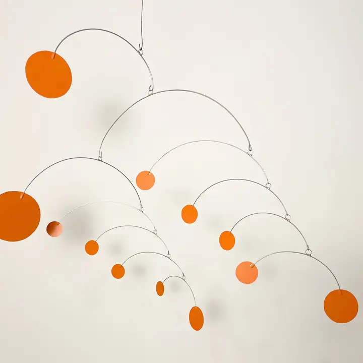 Orange Calder-style mobile from Tucson Gallery, a striking AZ art gift and souvenir.