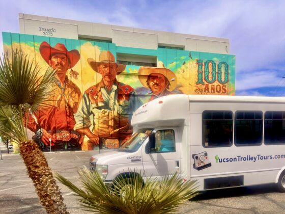 Tucson Trolley Tours Bus in Front of Los Vaqueros by Ignacio Garcia
