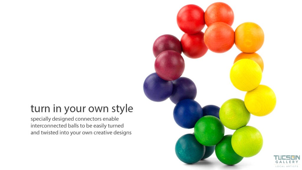 Playable ART Ball shown mid-twist between different shapes