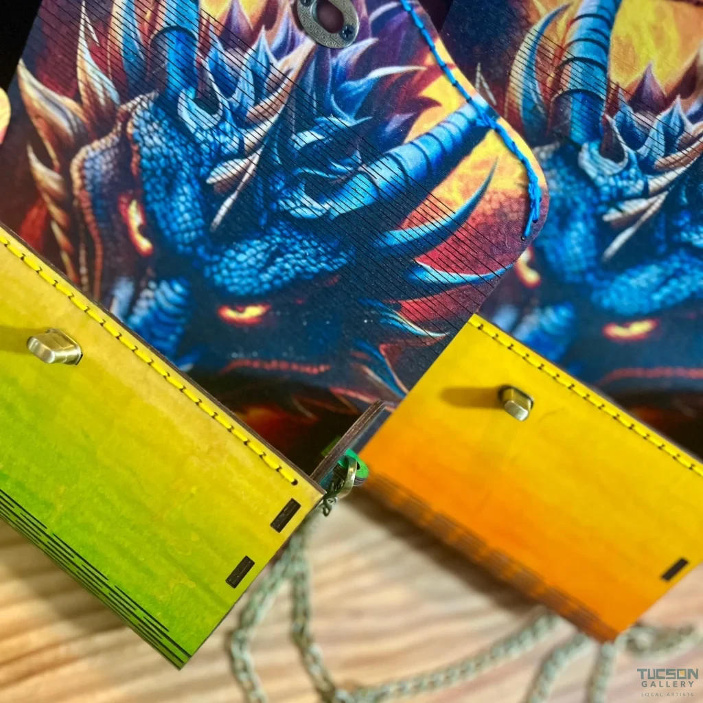 Person carrying a TimberTote wooden purse as a stylish everyday handbag