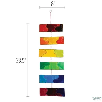 Rainbow Resin Mobile size diagram showing 8 inches wide and 23.5 inches tall