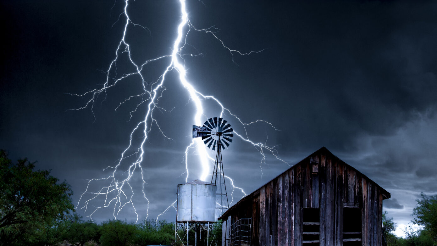 Electric Sky at Empire Ranch by Leslie Wells