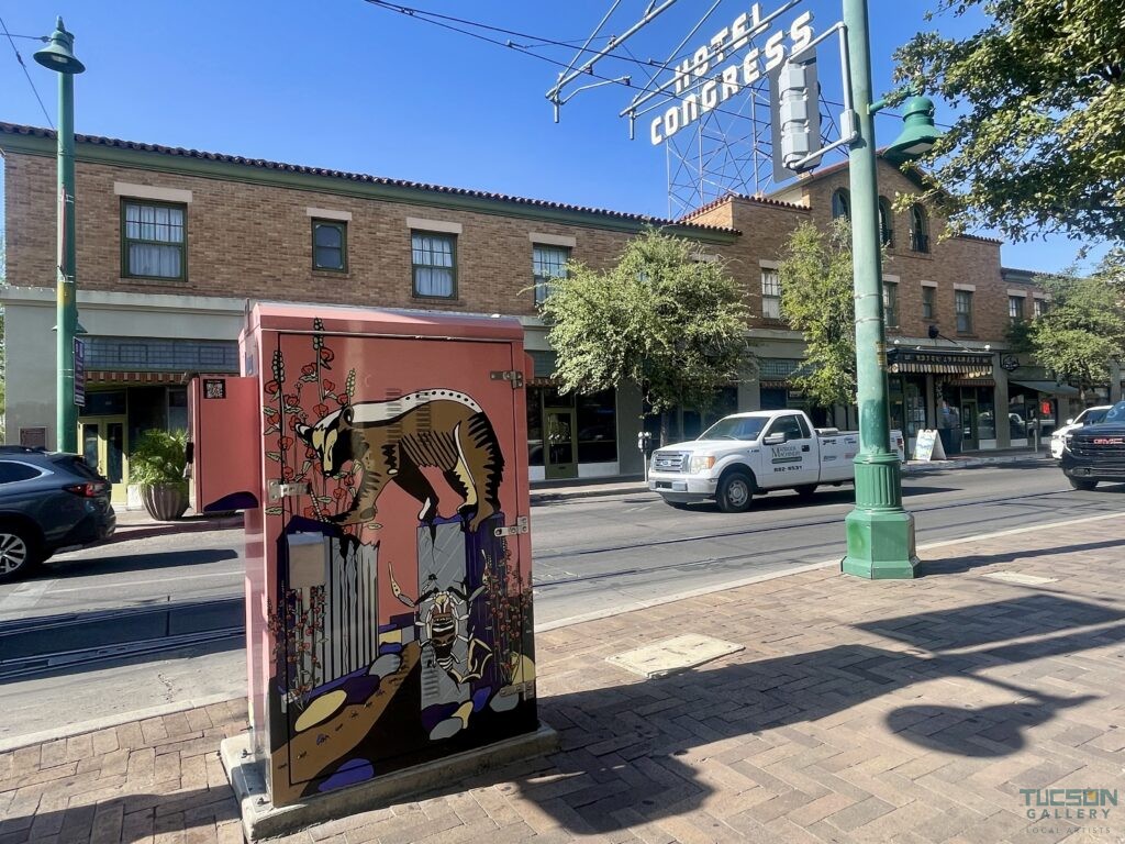 Wrapped utility box art on Congress Street near Hotel Congress in Downtown Tucson